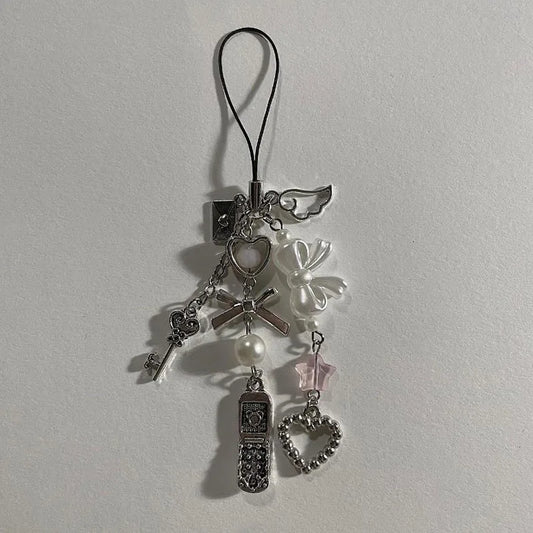 hachi keychains beaded phone charm y2k Handmade