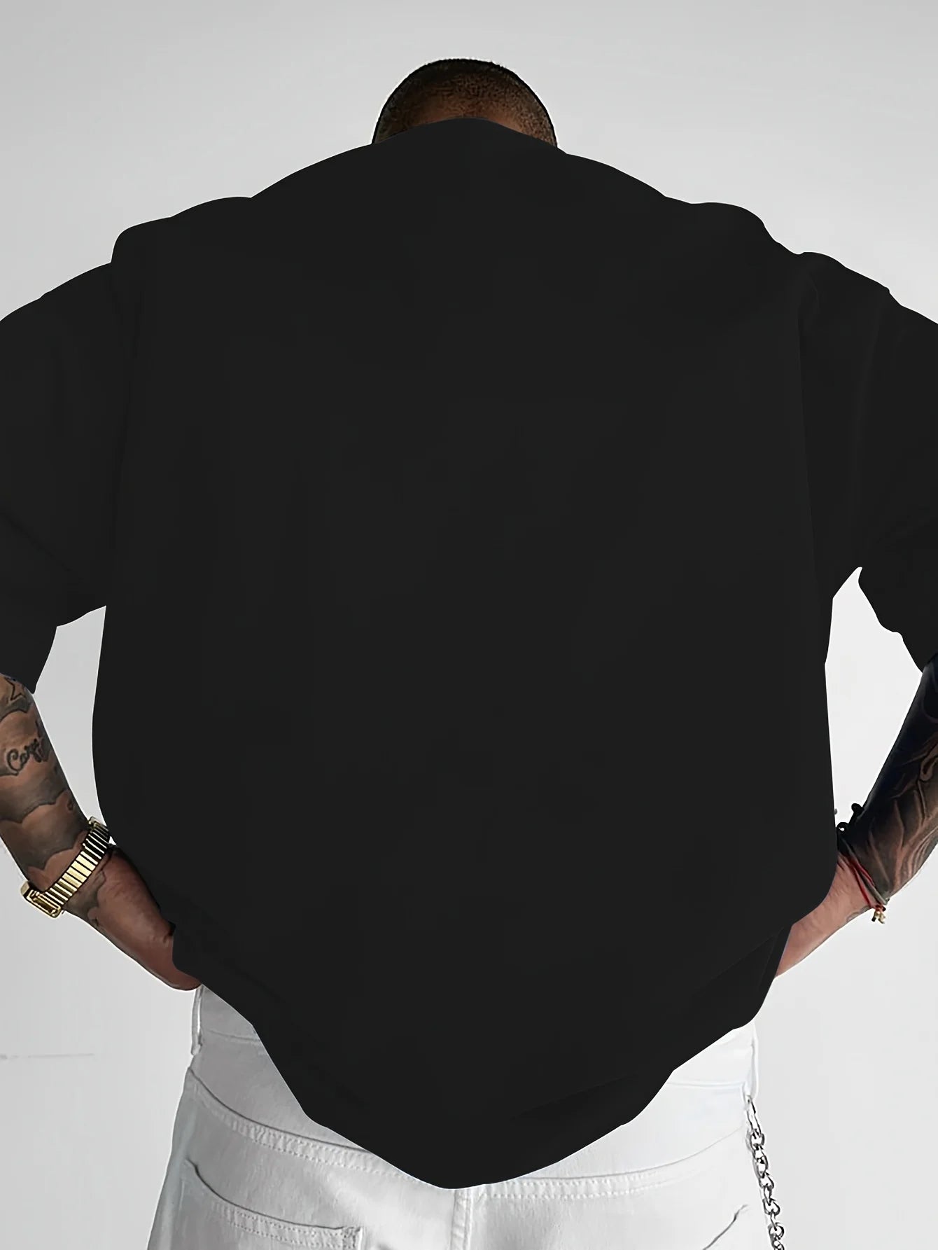 Men's cotton fashionable casual loose printed round neck short sleeved T-shirt top