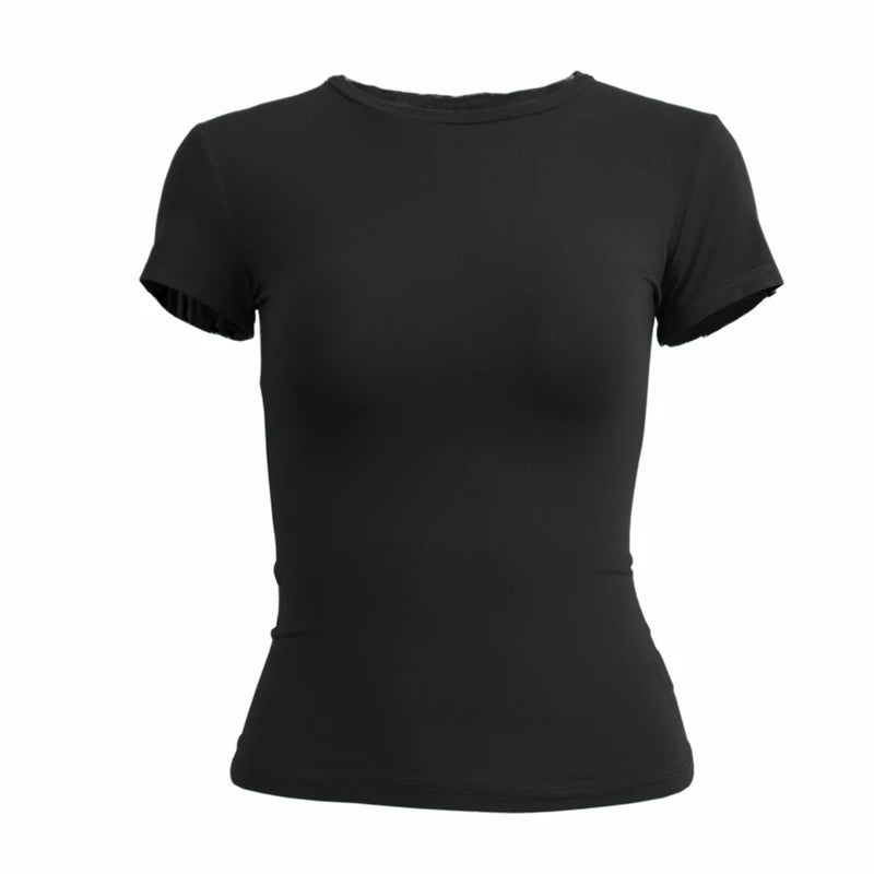 Woman Clothing Short Sleeve T-shirt Slim Fit Tops Female O-Neck Tee Shirt Street Wear