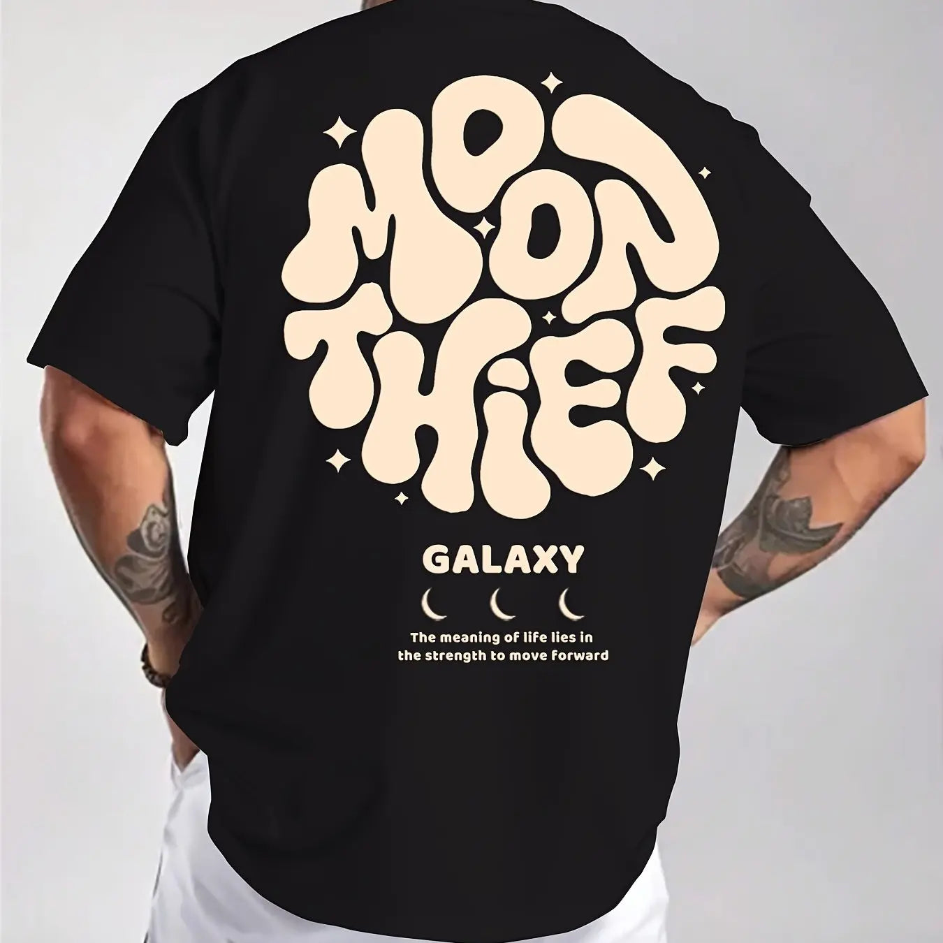 Men's 100% cotton fashionable casual loose plus size letter printed round neck short sleeved T-shirt