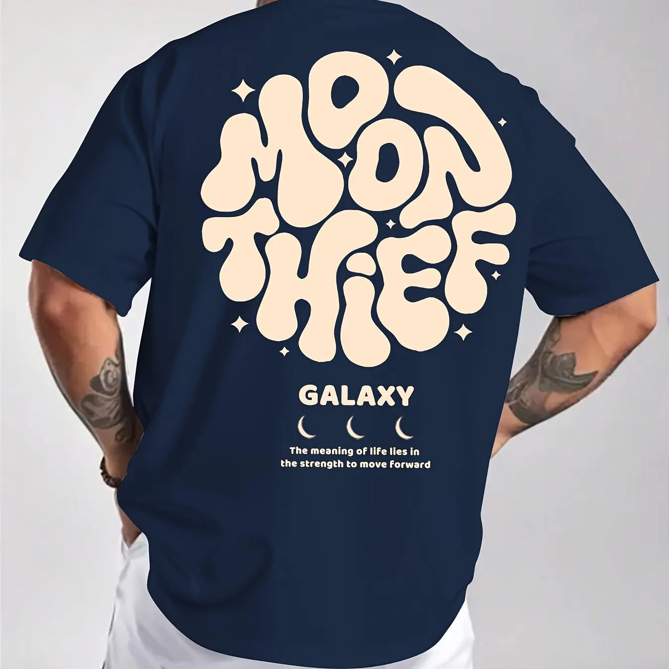 Men's 100% cotton fashionable casual loose plus size letter printed round neck short sleeved T-shirt