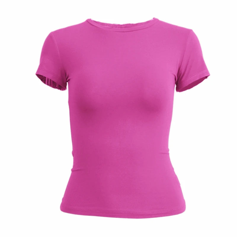 Woman Clothing Short Sleeve T-shirt Slim Fit Tops Female O-Neck Tee Shirt Street Wear