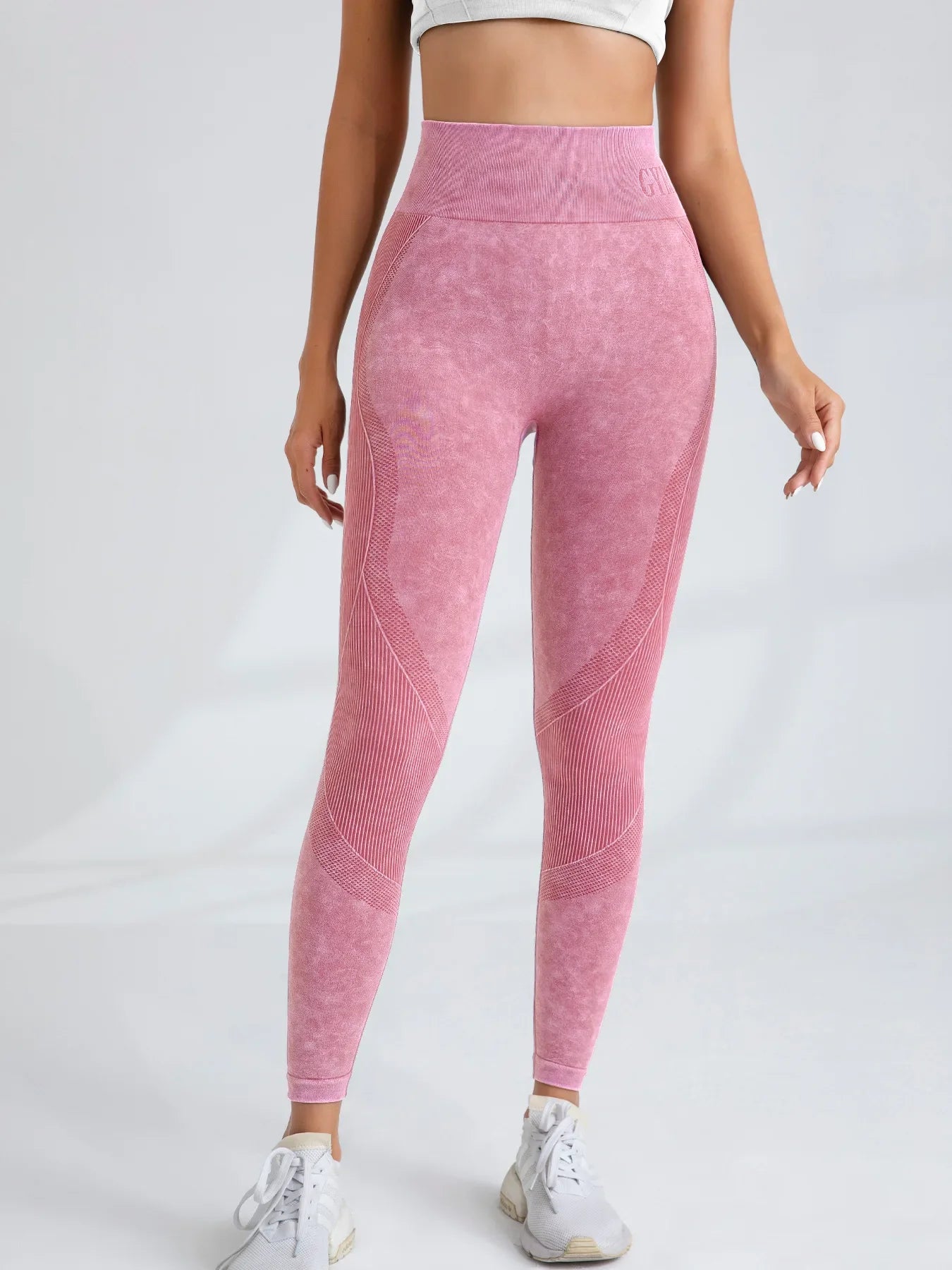 Women Seamless Gym High Waist Yoga Pants Lifting Outdoor Sports Tight Waist Letter Sand Washed Pants Exercise Yoga Leggings