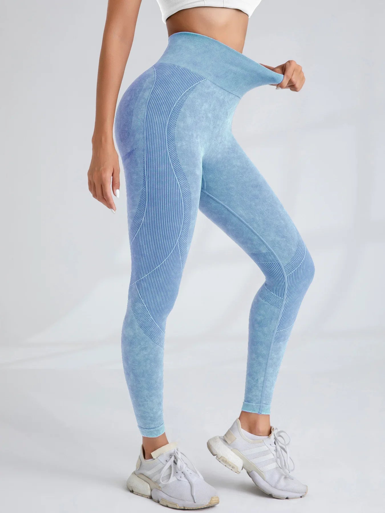 Women Seamless Gym High Waist Yoga Pants Lifting Outdoor Sports Tight Waist Letter Sand Washed Pants Exercise Yoga Leggings