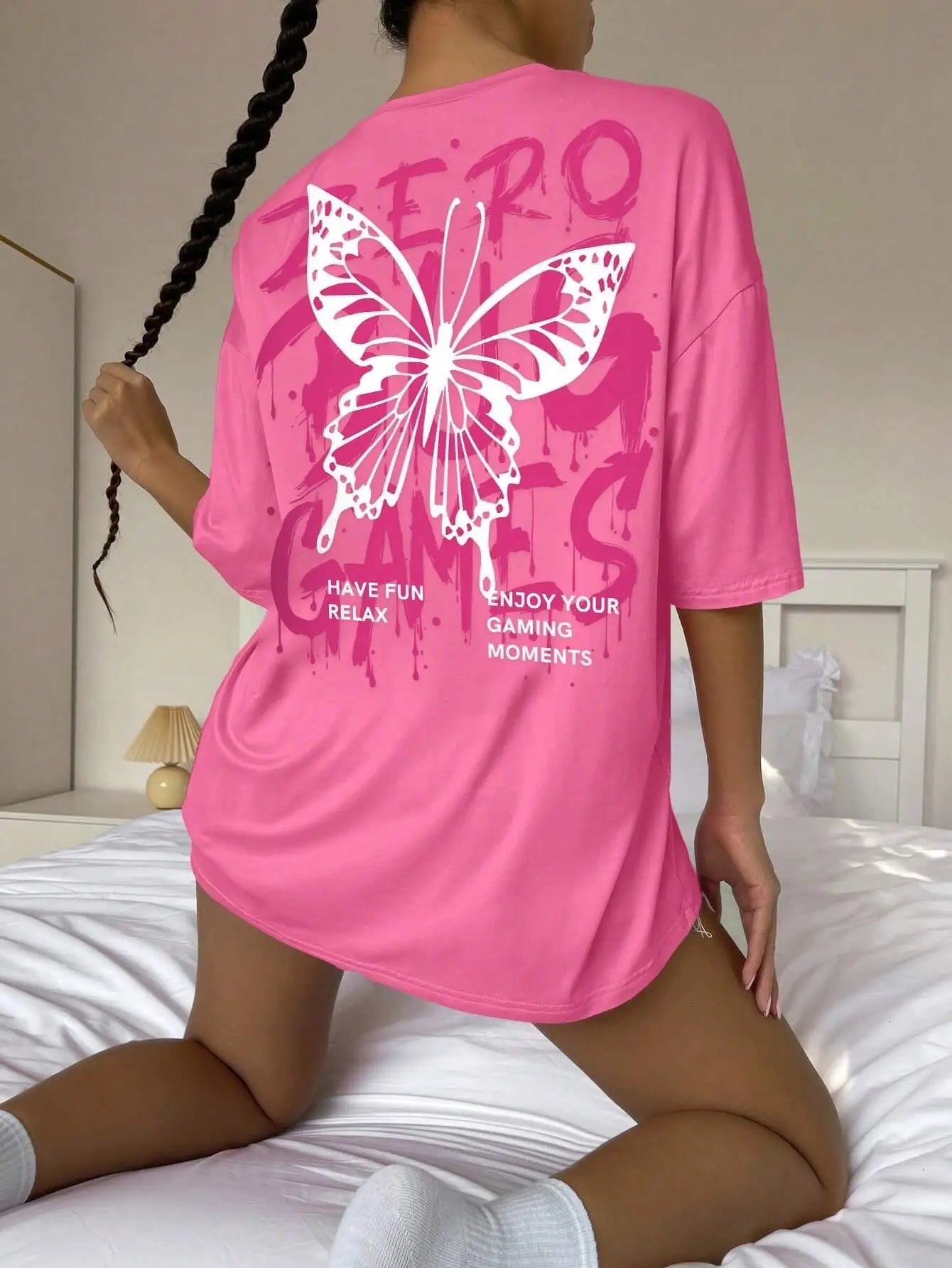 Graphic Letter Print Crew Neck T-Shirt Women Cotton Plus Size Tshirts Breathable Streetwear Soft Casual Short Sleeve