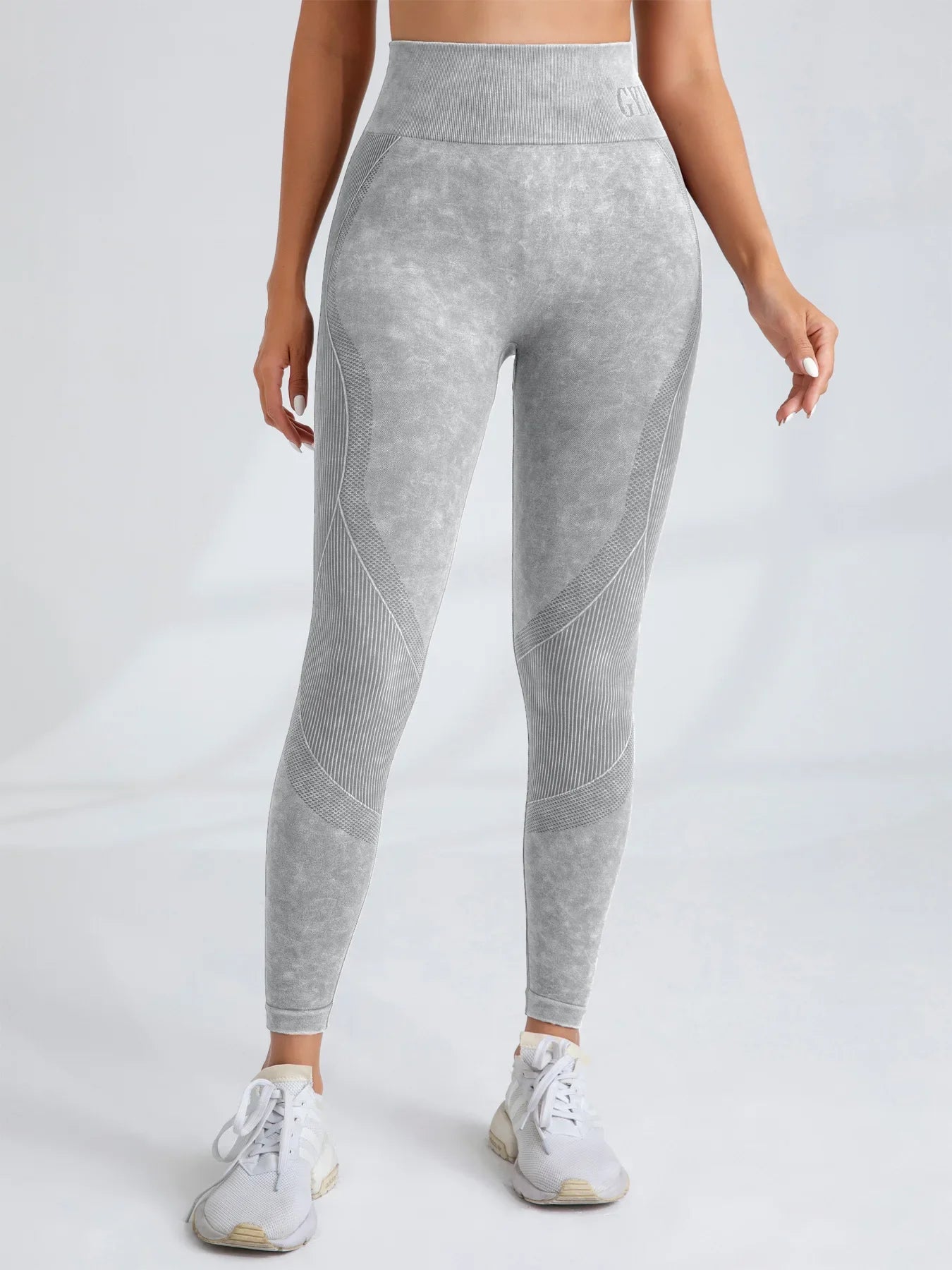 Women Seamless Gym High Waist Yoga Pants Lifting Outdoor Sports Tight Waist Letter Sand Washed Pants Exercise Yoga Leggings
