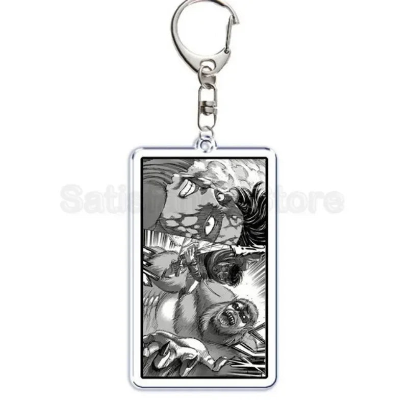 Hot Atan Allen Yeager Keychain Pendant Rtacking of The Giants Armin Arlert Levi Ackermole Playing Double Sided Acrylic Keyring