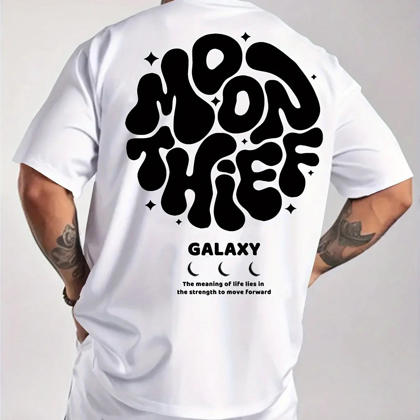 Men's 100% cotton fashionable casual loose plus size letter printed round neck short sleeved T-shirt