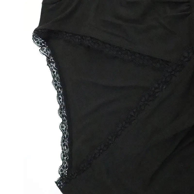 Women's T-shirtBlack Sexy V-Neck Lace T-shirt Streetwear Fashion Long Sleeves Female Versatile Casual Slim Tees Top