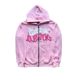 Y2k American Colorful Letter Print Zipper Hoodie Men Fashion High Street Oversized Sweatshirt Women Retro Casual Jacket