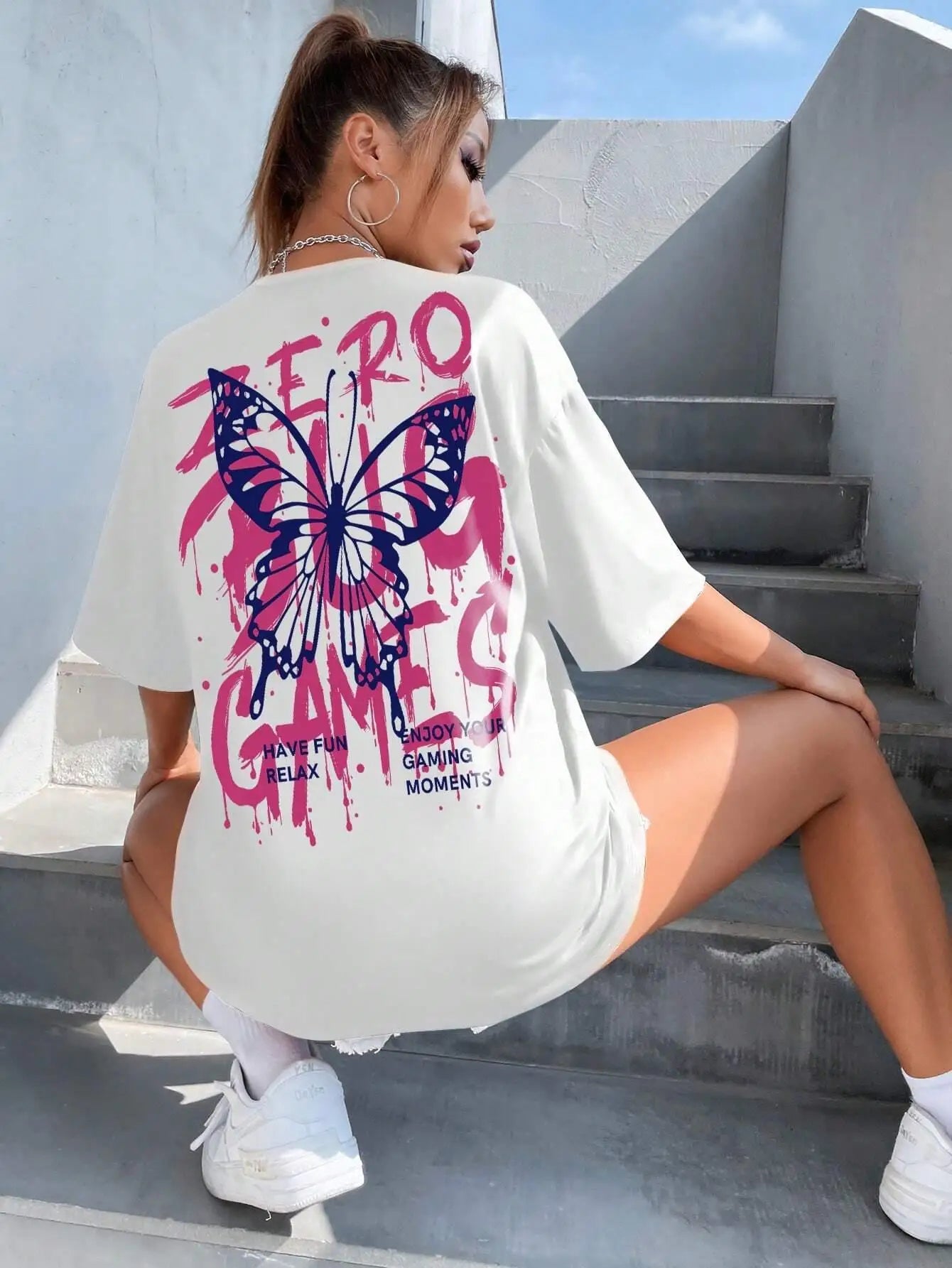 Graphic Letter Print Crew Neck T-Shirt Women Cotton Plus Size Tshirts Breathable Streetwear Soft Casual Short Sleeve