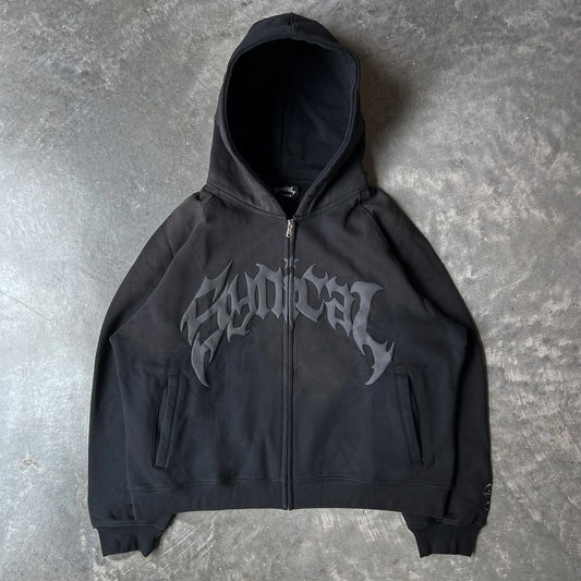 Y2K Unisex Hoodies Women Autumn Winter Harajuku Zip Up Hooded Sweatshirt Men Gothic Hip Hop Oversized Jackets Streetwear