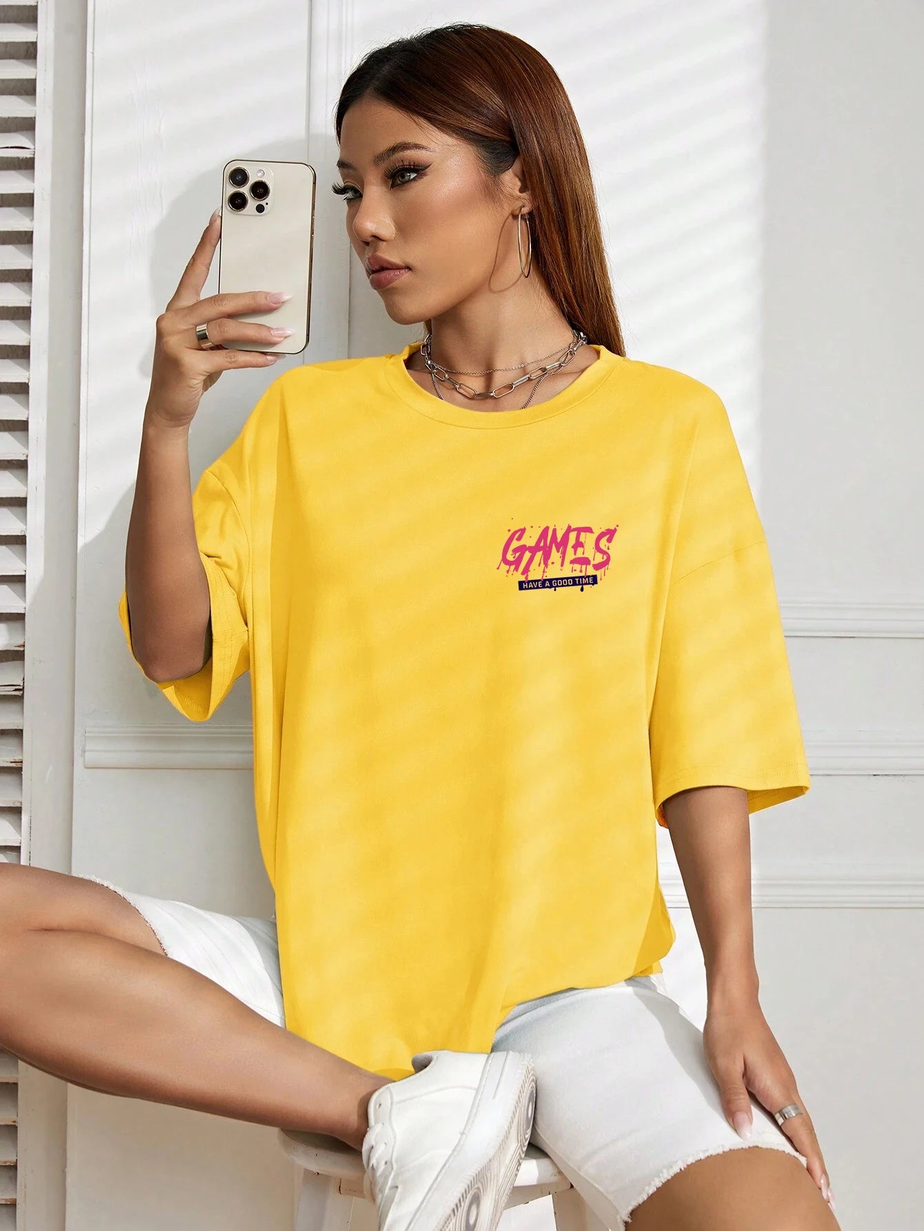 Graphic Letter Print Crew Neck T-Shirt Women Cotton Plus Size Tshirts Breathable Streetwear Soft Casual Short Sleeve