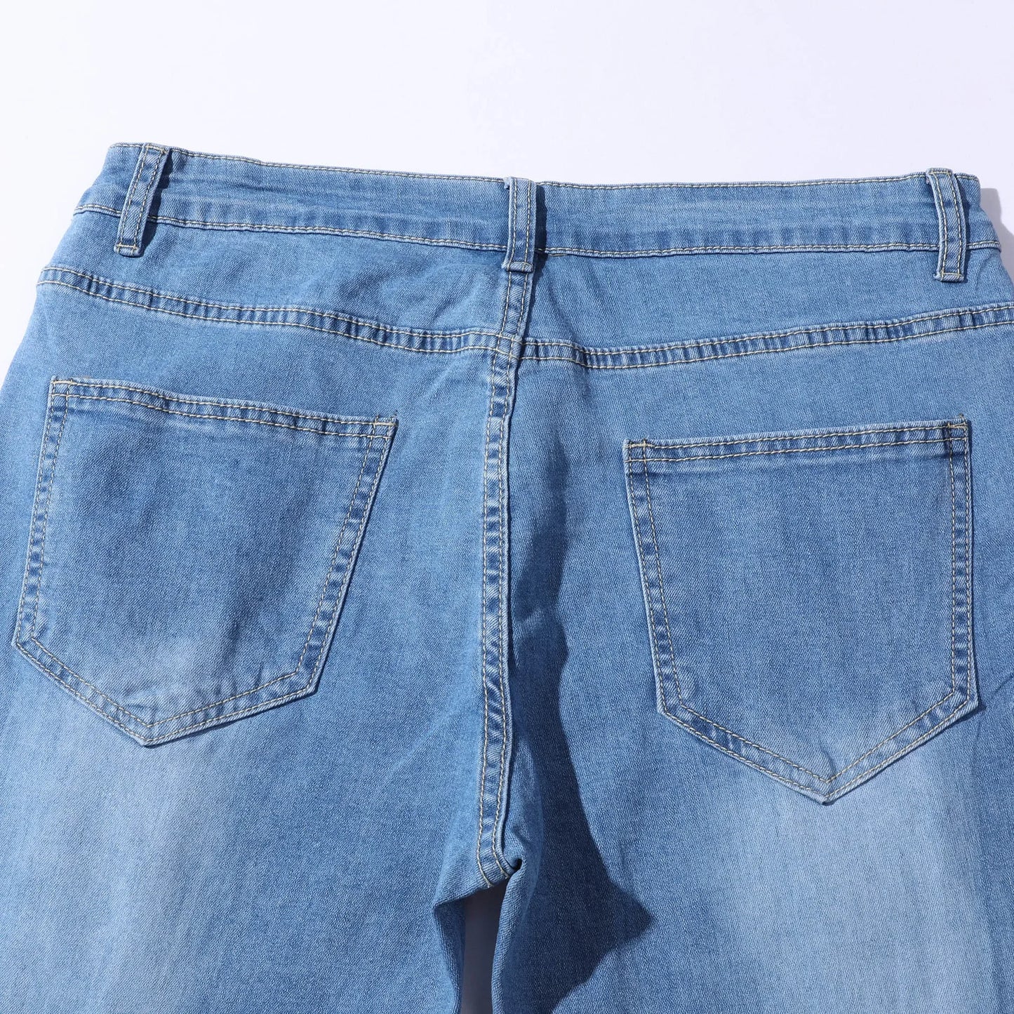 Plus Size Pants Men Skinny Ripped Hole Patchwork Jeans Slim Pencil Denim Streetwear Men's