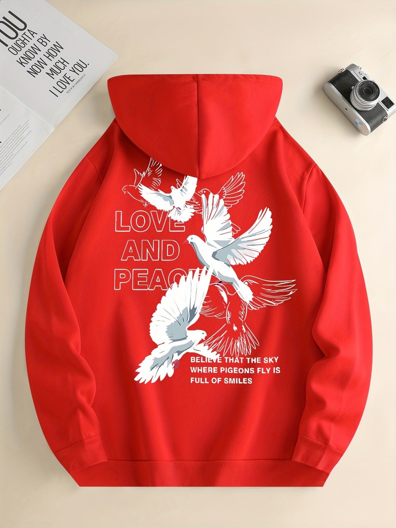 Hoodies Men, 'Love And Peace' Graphic Hoodie, Men’s Pullover Hooded Sweatshirt