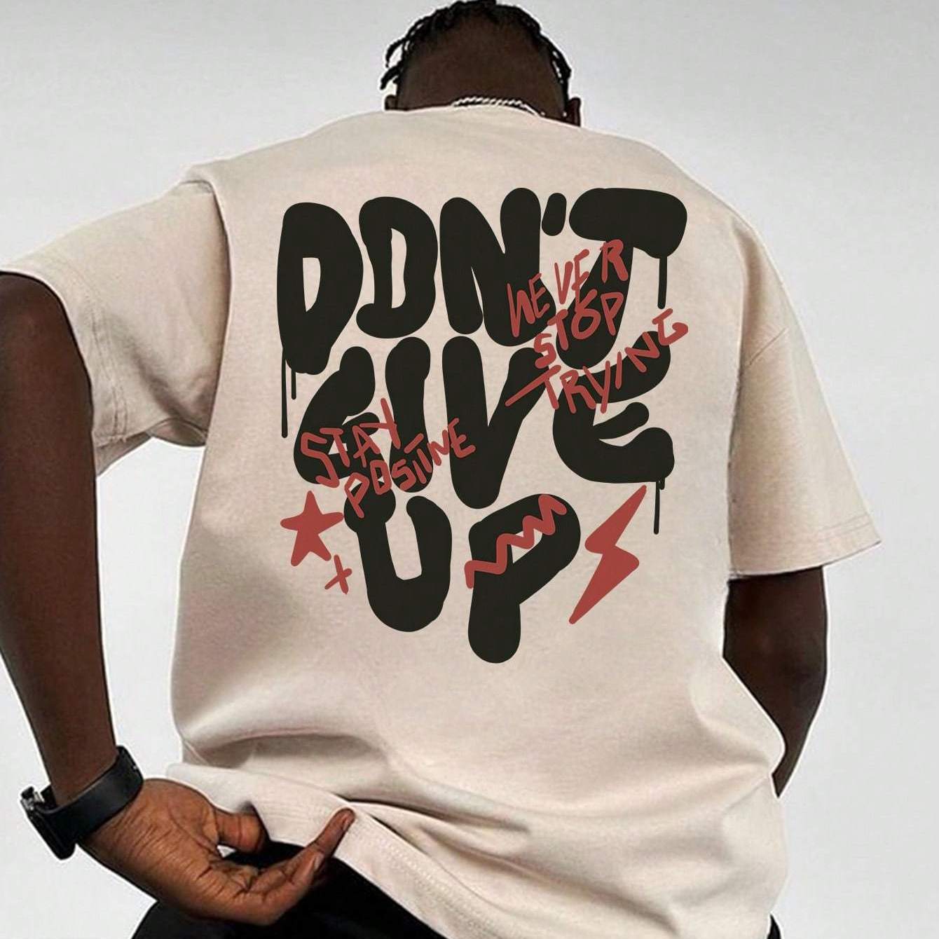 Men's Don'T Give Up Graphic T-shirt, Short Sleeve Crew Neck Tee