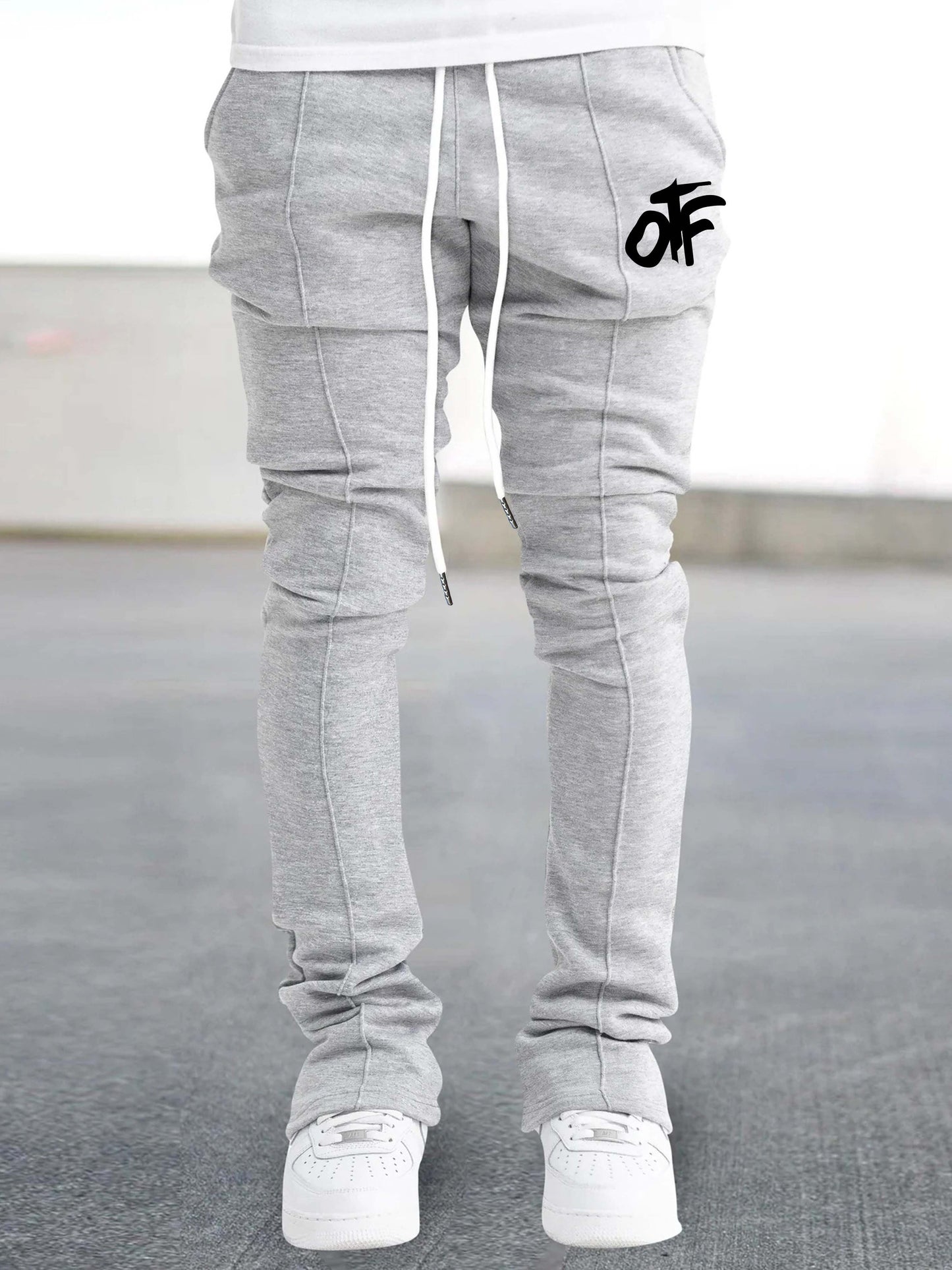 Mens Graphic Flared Sweatpants - Comfort-fit Elastic Waist & Drawstring - Roomy Pockets