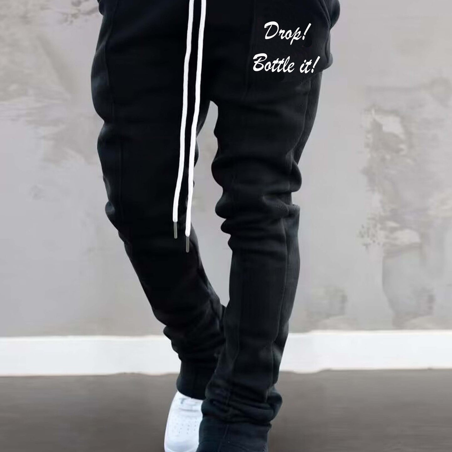 Mens Graphic Flared Sweatpants - Comfort-fit Elastic Waist & Drawstring - Roomy Pockets