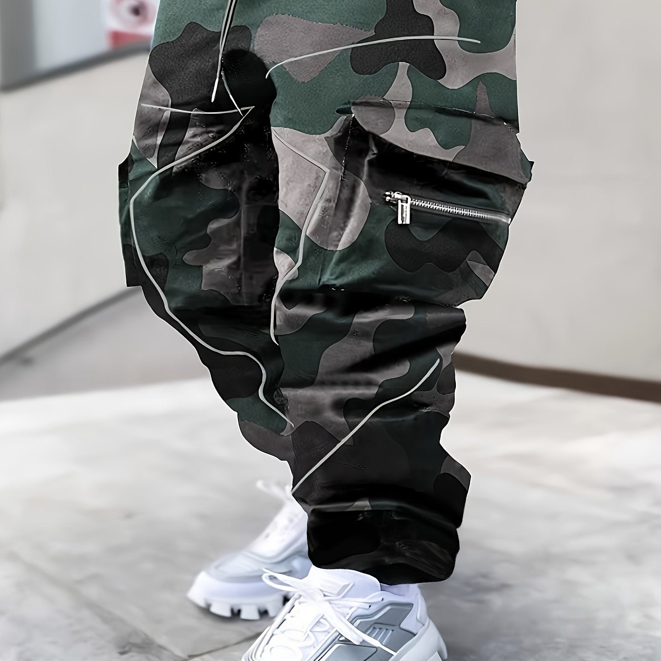 Mens Stylish Paisley Cargo Joggers - Comfortable Graphic Print
