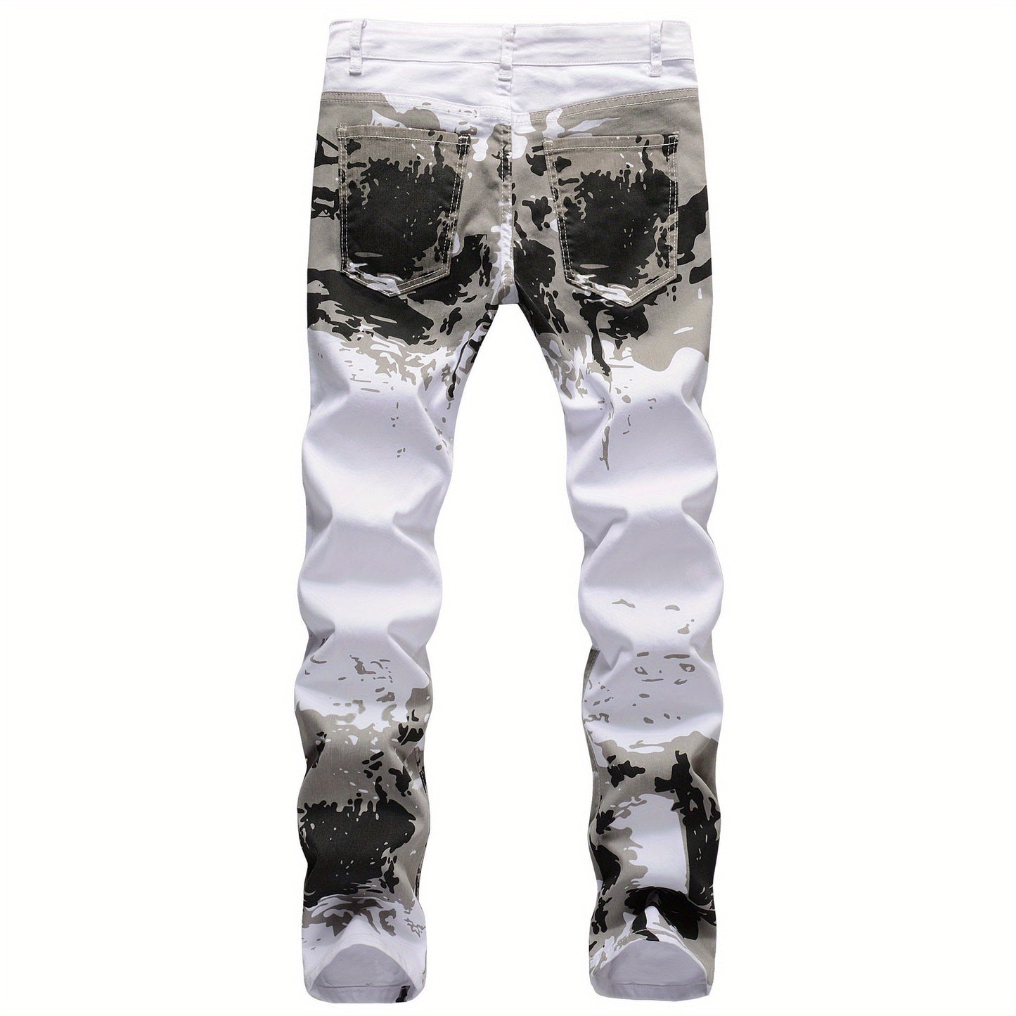Camouflage Jeans, Casual Mid Stretch Breathable Straight Leg Slim Fit