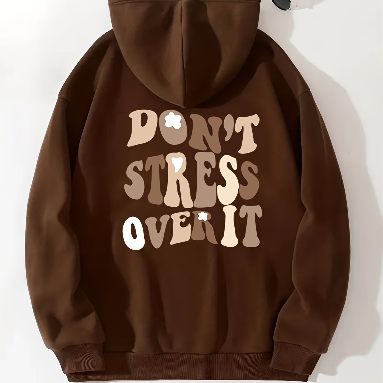 Graphic Long Sleeve Fleece Hooded Sweatshirts, Drawstring With Front Pocket