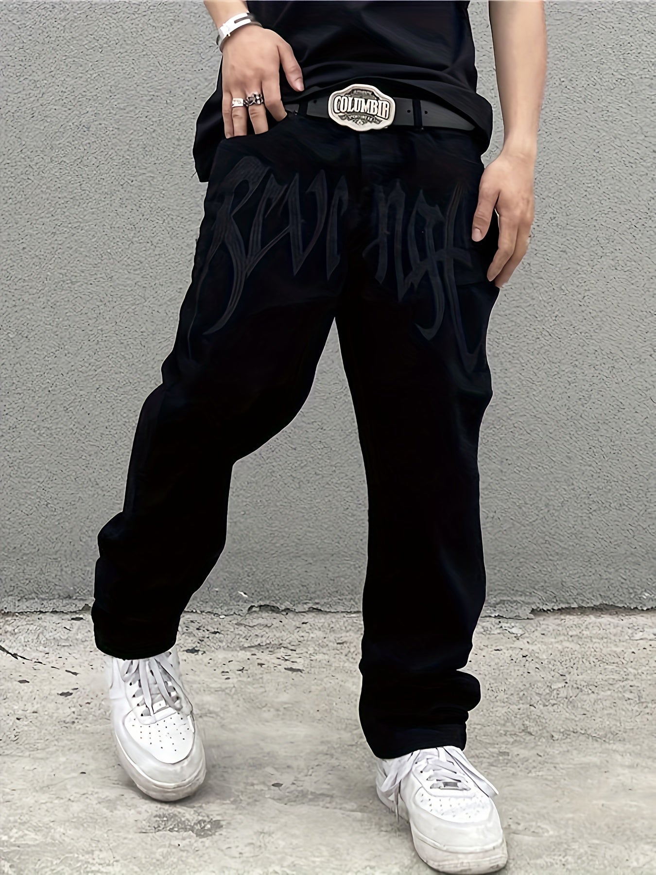 Loose Fit Men's Y2k Casual Jeans, Baggy Street Style