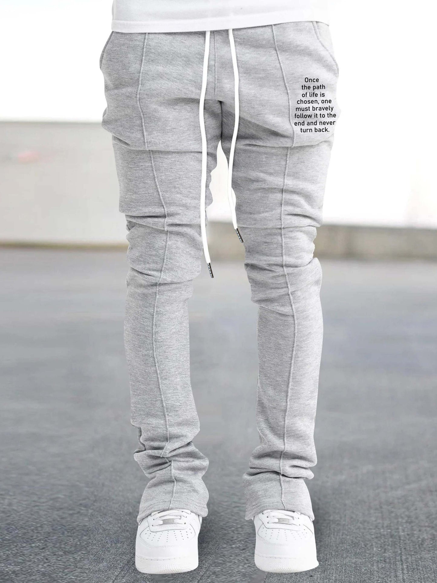 Mens Graphic Flared Sweatpants - Comfort-fit Elastic Waist & Drawstring - Roomy Pockets
