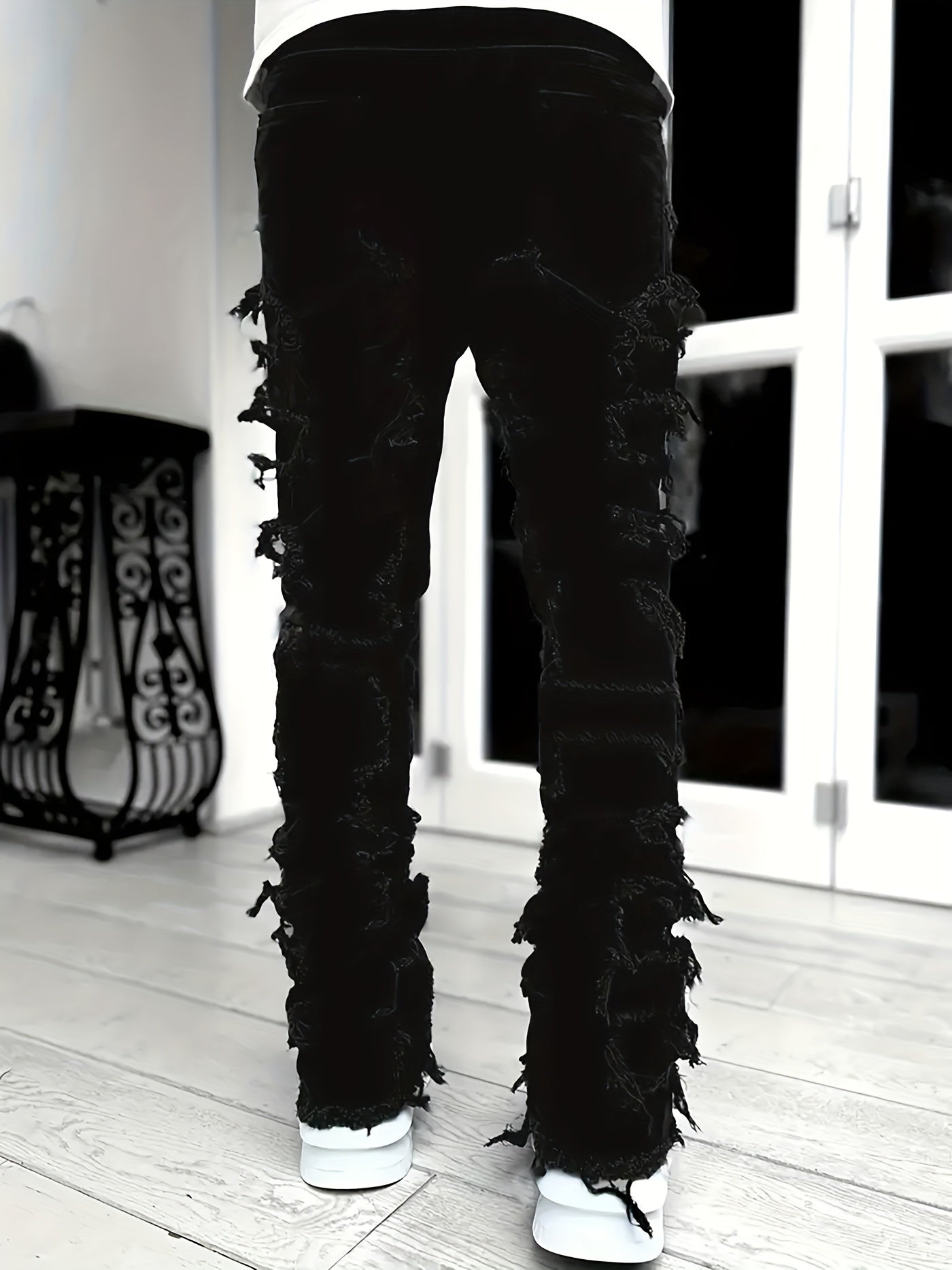 Y2k Style Trim Jeans, Men's Street Style Stretch Denim Pants
