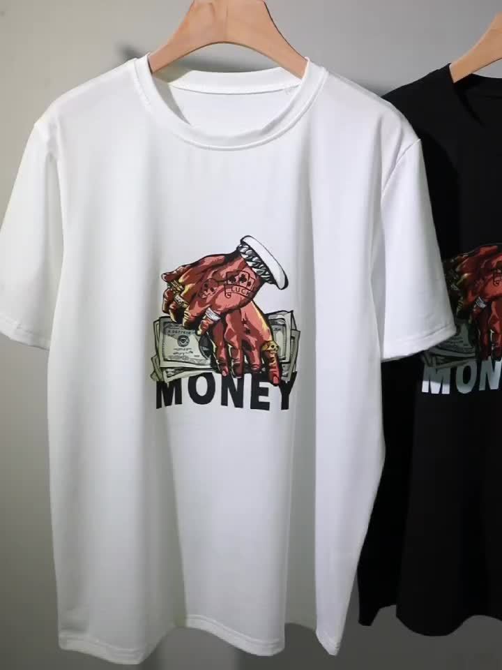 Men's Comfy Cartoon Money & Hands Graphic Design Crew Neck T-shirt