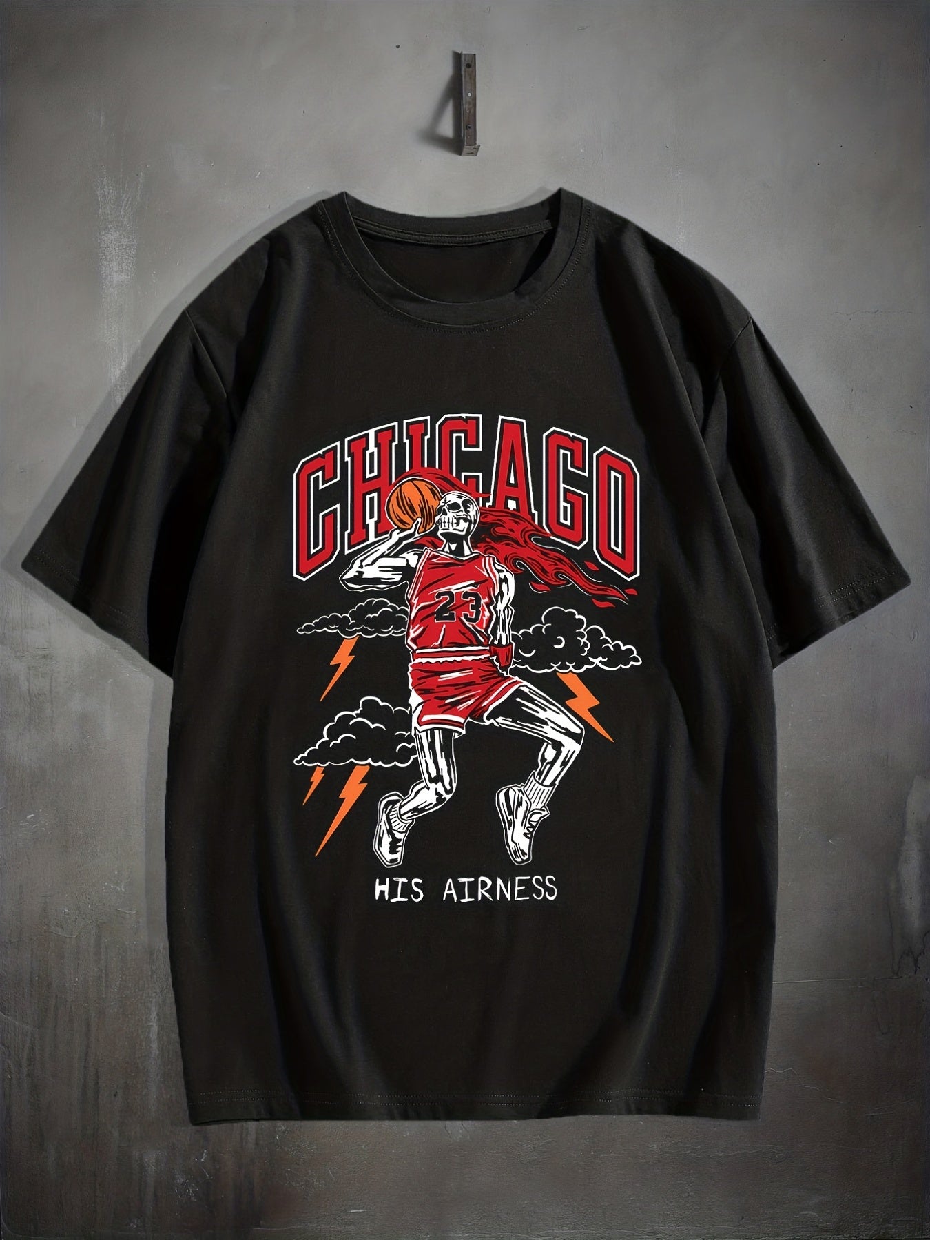 Stylish Basketball Player Pattern Men's Comfy CHICAGO T-shirt, Graphic Tee Men's