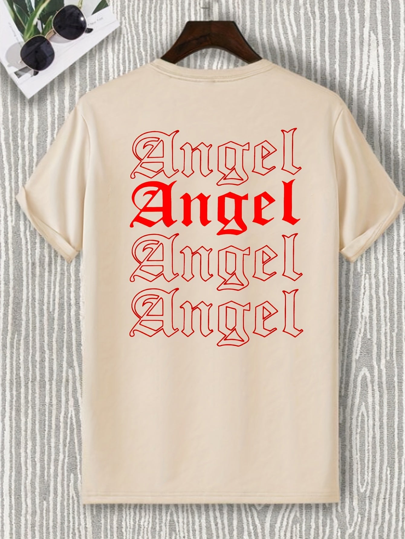 ANGEL Men's Graphic Design Crew Neck Active T-shirt, Comfy Tee