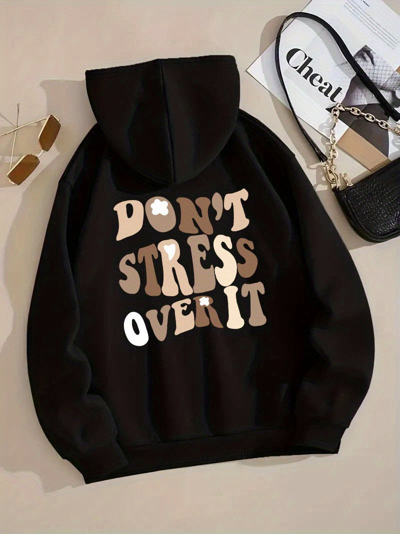 Graphic Long Sleeve Fleece Hooded Sweatshirts, Drawstring With Front Pocket