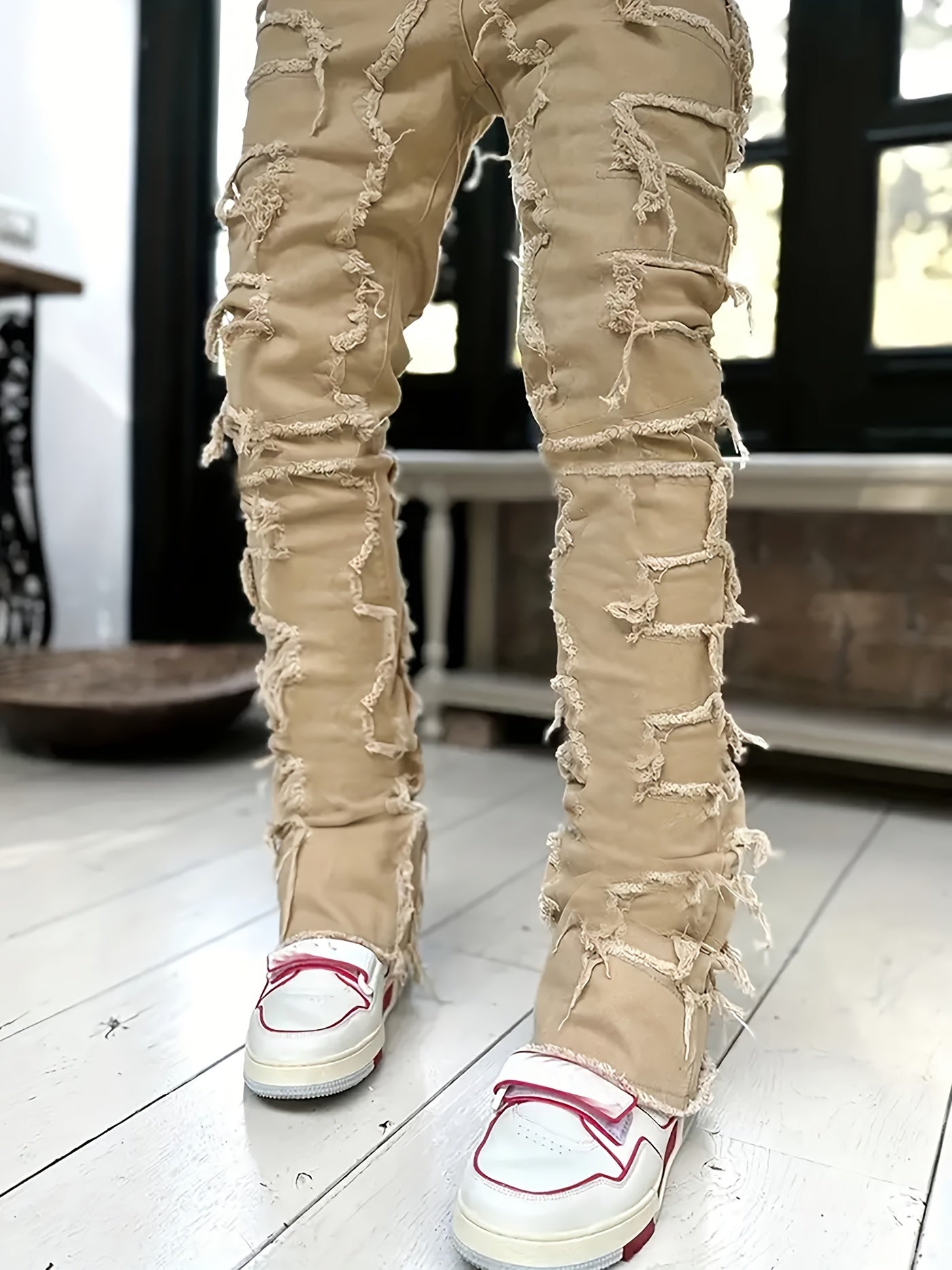 Y2k Style Trim Jeans, Men's Street Style Stretch Denim Pants