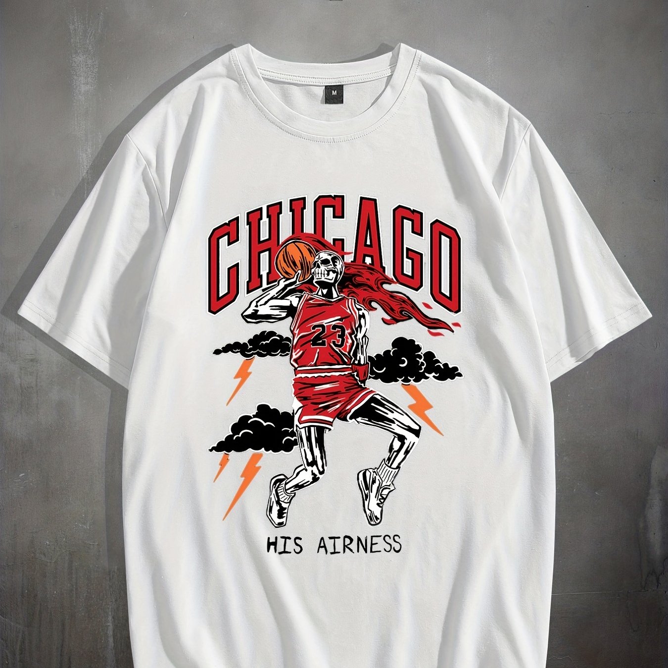 Stylish Basketball Player Pattern Men's Comfy CHICAGO T-shirt, Graphic Tee Men's