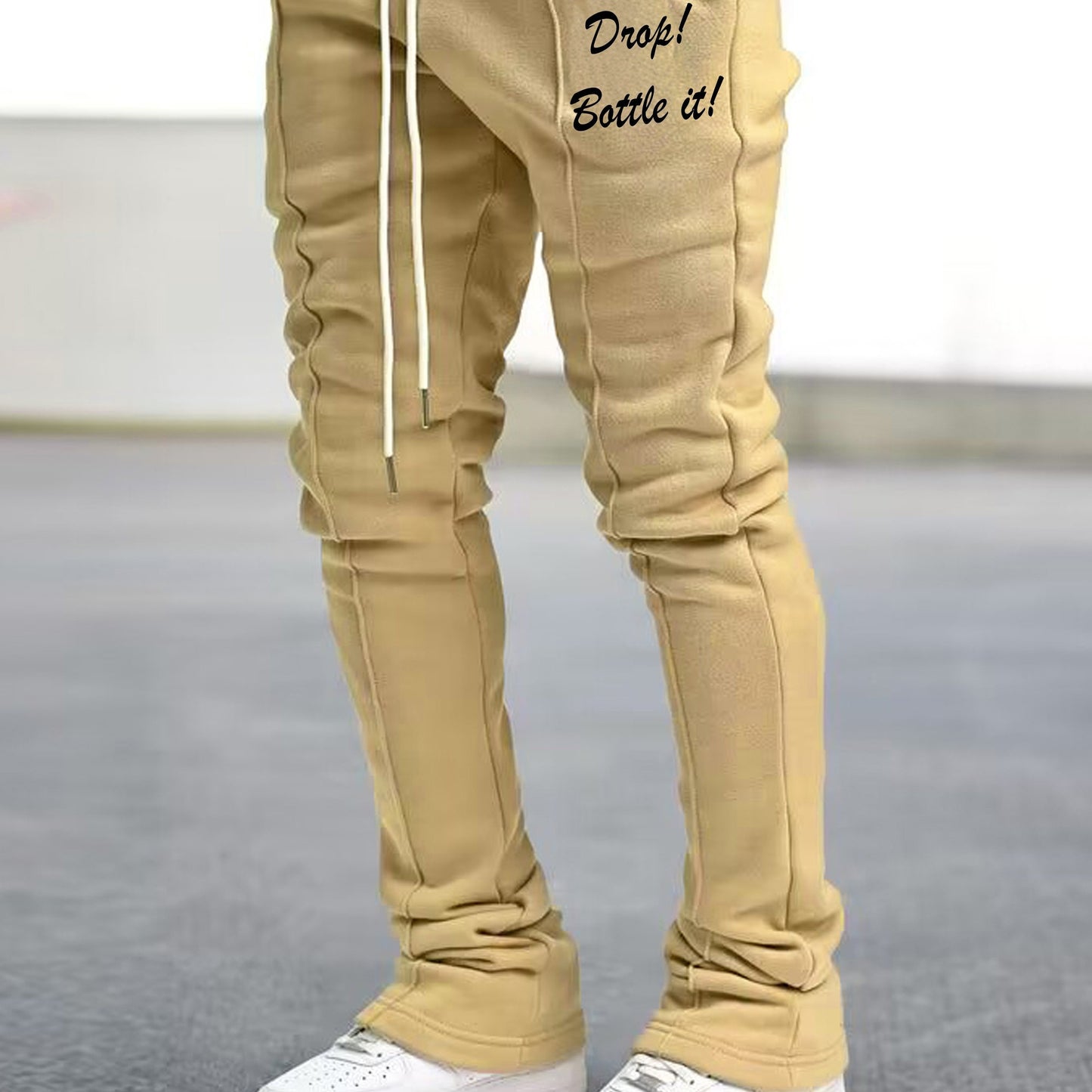 Mens Graphic Flared Sweatpants - Comfort-fit Elastic Waist & Drawstring - Roomy Pockets