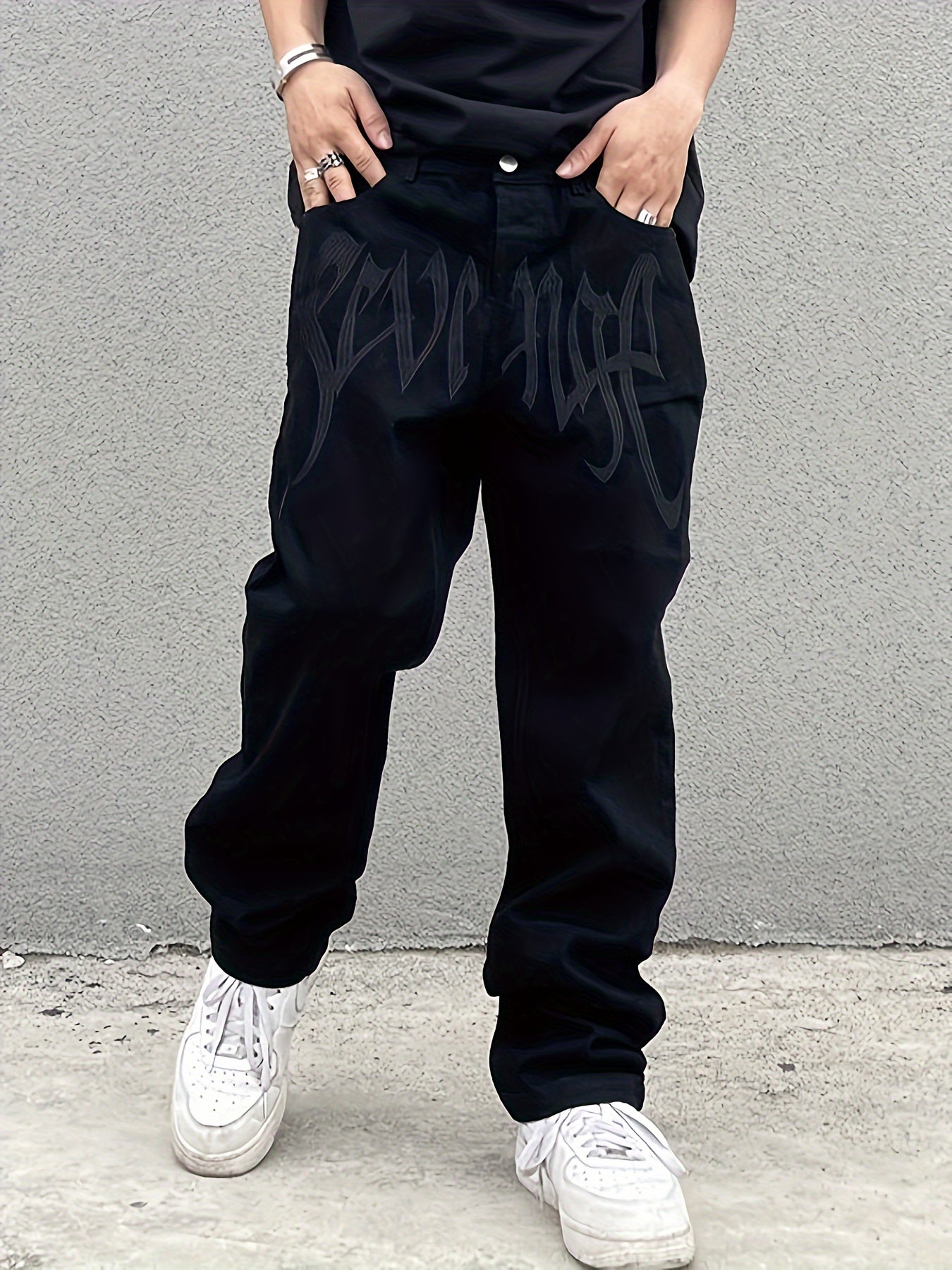 Loose Fit Men's Y2k Casual Jeans, Baggy Street Style