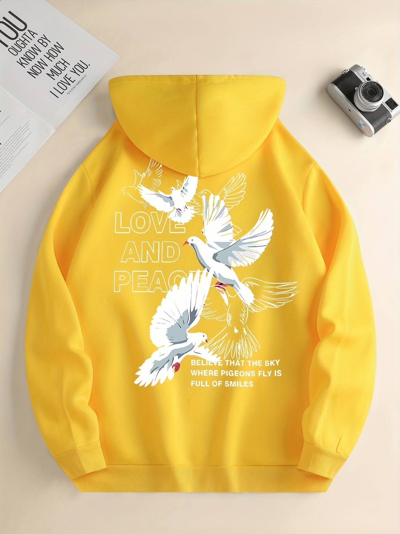 Hoodies Men, 'Love And Peace' Graphic Hoodie, Men’s Pullover Hooded Sweatshirt