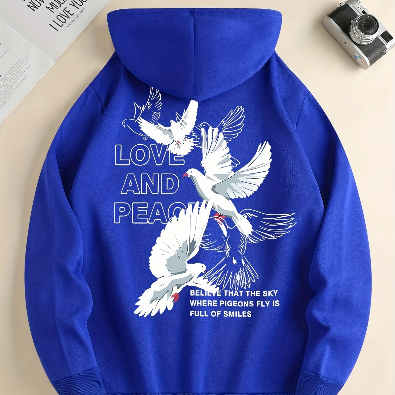 Hoodies Men, 'Love And Peace' Graphic Hoodie, Men’s Pullover Hooded Sweatshirt