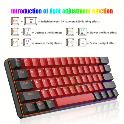 61-Key Mechanical Wired Mechanical Gaming Keyboard, Blue Light Keyboard