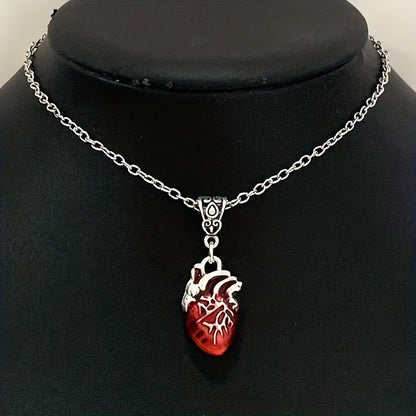 1pc Unique Necklace, Blood Red Gothic Heart Necklace,