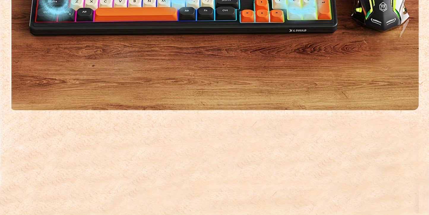 Wired Gaming Keyboard with Rainbow Backlit, Portable Black Keyboard for-98 Keys