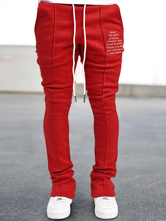 Mens Graphic Flared Sweatpants - Comfort-fit Elastic Waist & Drawstring - Roomy Pockets