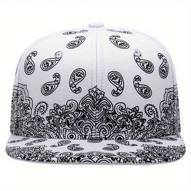 Vibrant  Paisley Print Snapback Hat Classic Solid ColorAdjustable Strap and Lightweight Design