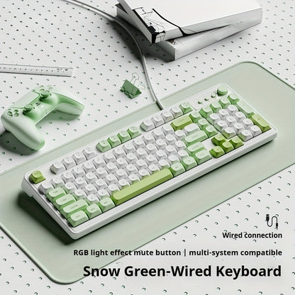 Wired Silent Gaming Keyboard with Rainbow Backlight, Quiet Typing Keys