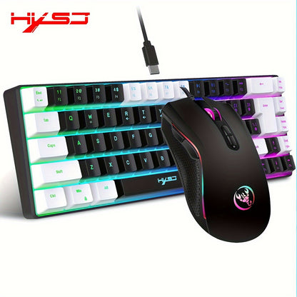 Wired Gaming Keyboard and Mouse Set, 68 Keys with RGB Backlight, Optical Mouse, USB Plug
