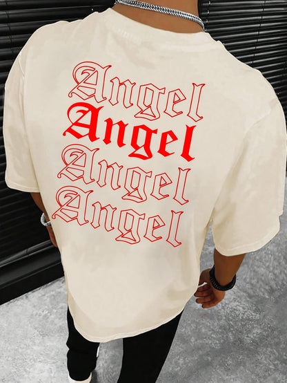ANGEL Men's Graphic Design Crew Neck Active T-shirt, Comfy Tee