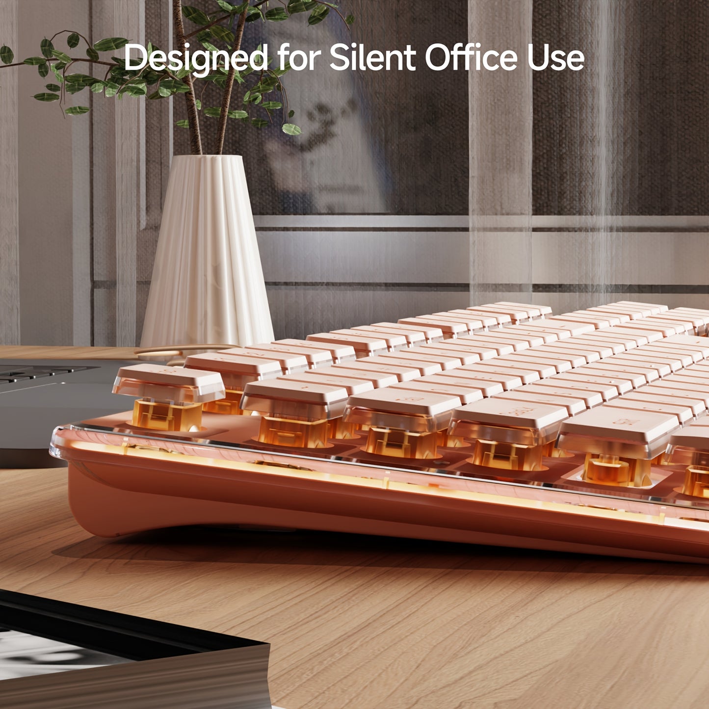 Wired Keyboard | Full Size 104 Quiet Keys, Comfortable Typing with Pudding-Style Keycaps, Durable All-Metal Panel, Soft LED Backlight