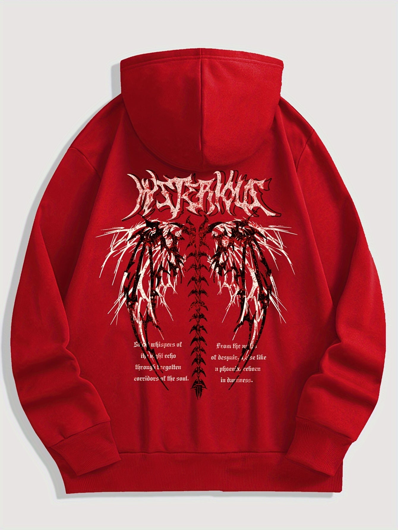 Gothic Letter And Pattern Graphic , Men's Cozy Drawstring Long Sleeve Thick Sweatshirt Hoodies