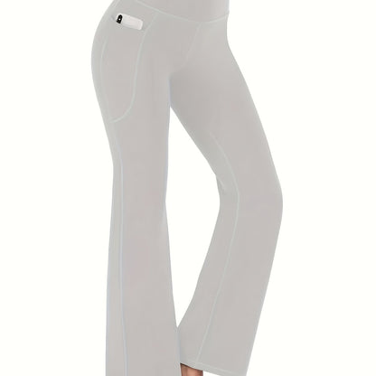 Seamless  Flared Leggings For Women, High Waist Pants With Pockets