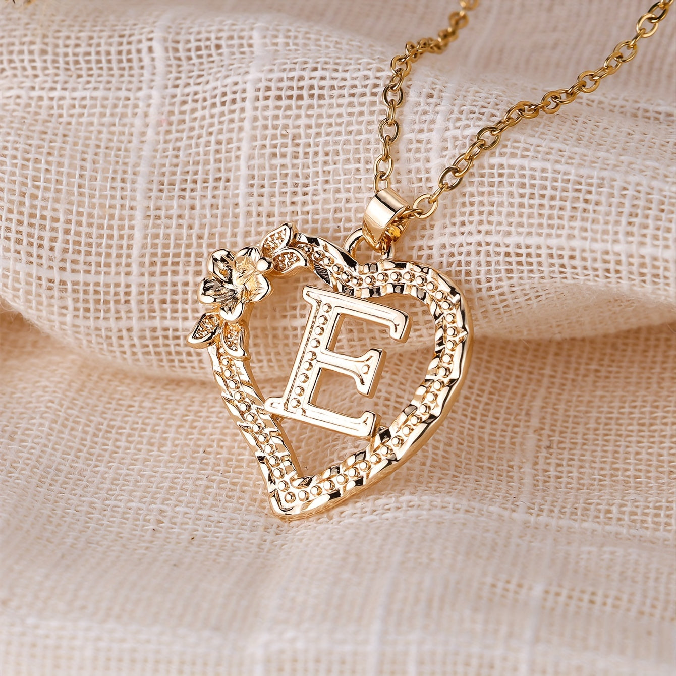 Palace Style Love Flower Letter Pendant Necklace - One 26 Letter Necklaces A-Z Capital Letter